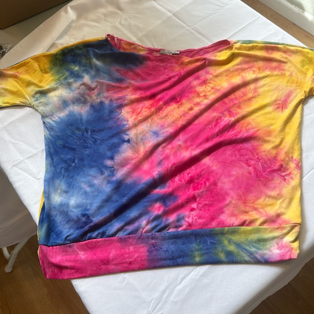White Birch Tie-Dye Top - Pink, Blue, Yellow